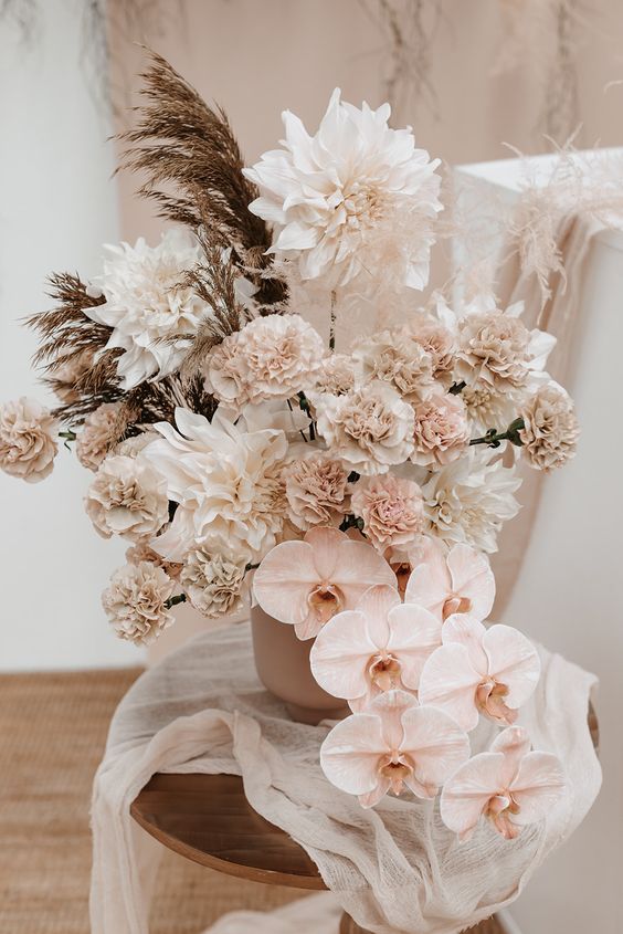Champagne Cream Wedding Flower Designs - with carnations