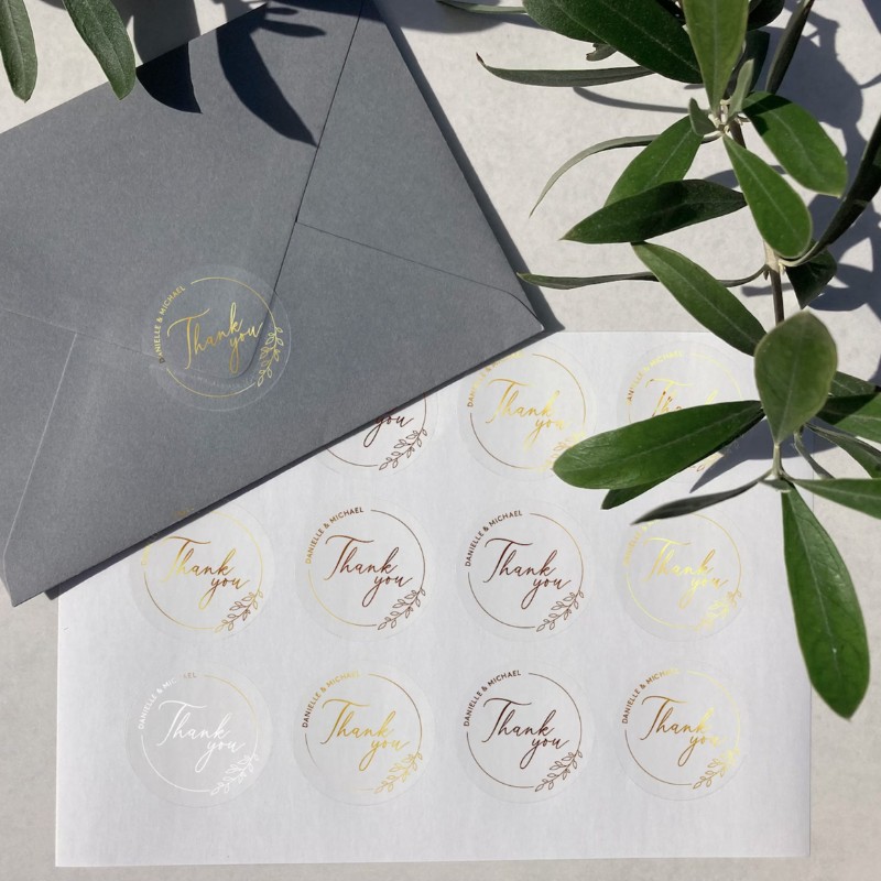 Gold Foil Wedding Stickers for Favor or Envelopes, Wedding Favor