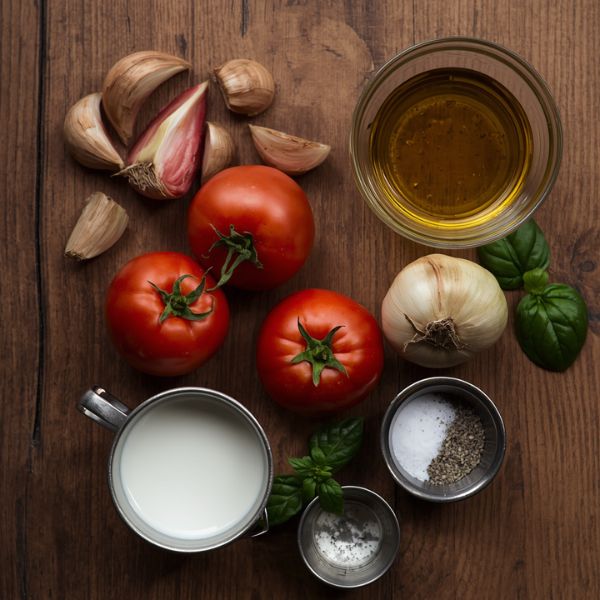 Roasted Tomato Basil Soup with Grilled Cheese